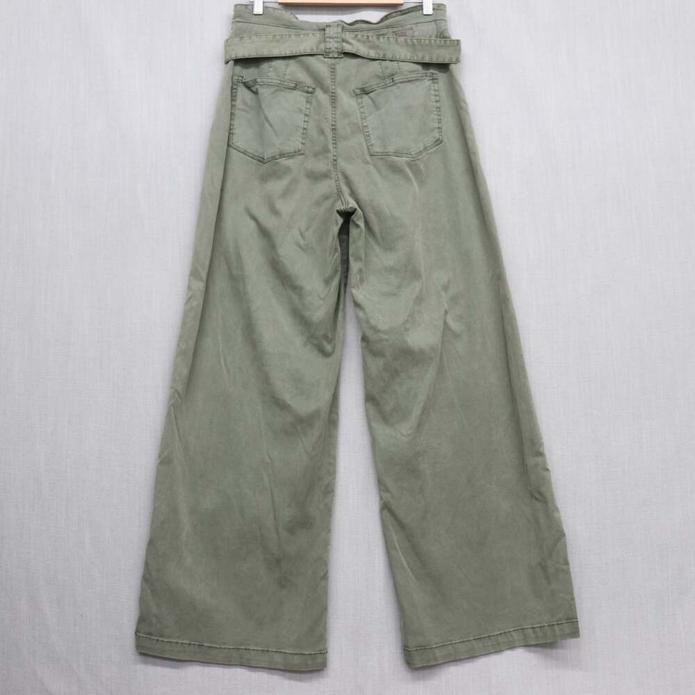 Paige Harper High Rise Paperbag Belted Wide Leg Pants Ivy Green Lyocell Size 31 - Picture 4 of 15
